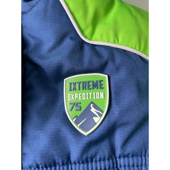 BOYS Size 5 iXtreme Hooded Winter Jacket, Blue/Neon Green - Picture 5 of 7